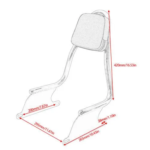 Passenger Backrest For R18 B Sissy Bar Mount Back Support Synthetic Leather Pad