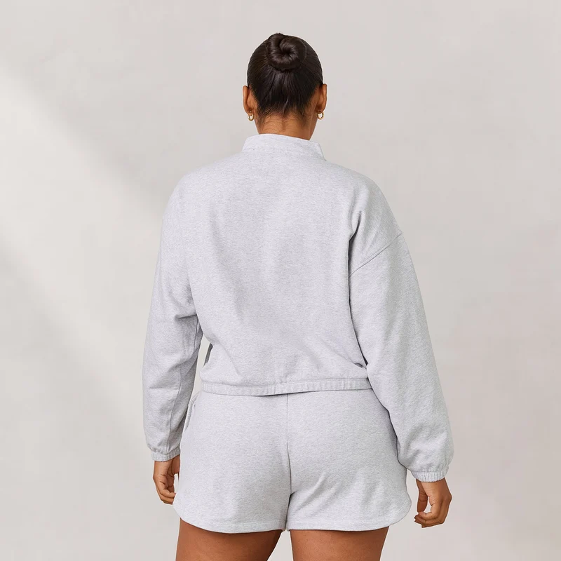 Varsity Pullover mit Viertel-Zip - Eisgrau