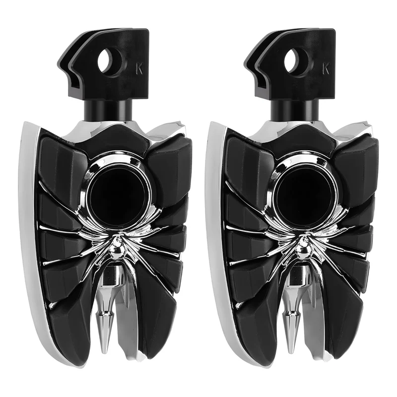 Wide Footpegs For Kawasaki Vulcan S EN650 2015-2023 w/Rubber Inlays Wear Pegs