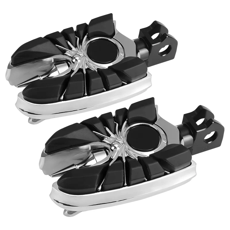 Wide Footpegs For Kawasaki Vulcan S EN650 2015-2023 w/Rubber Inlays Wear Pegs
