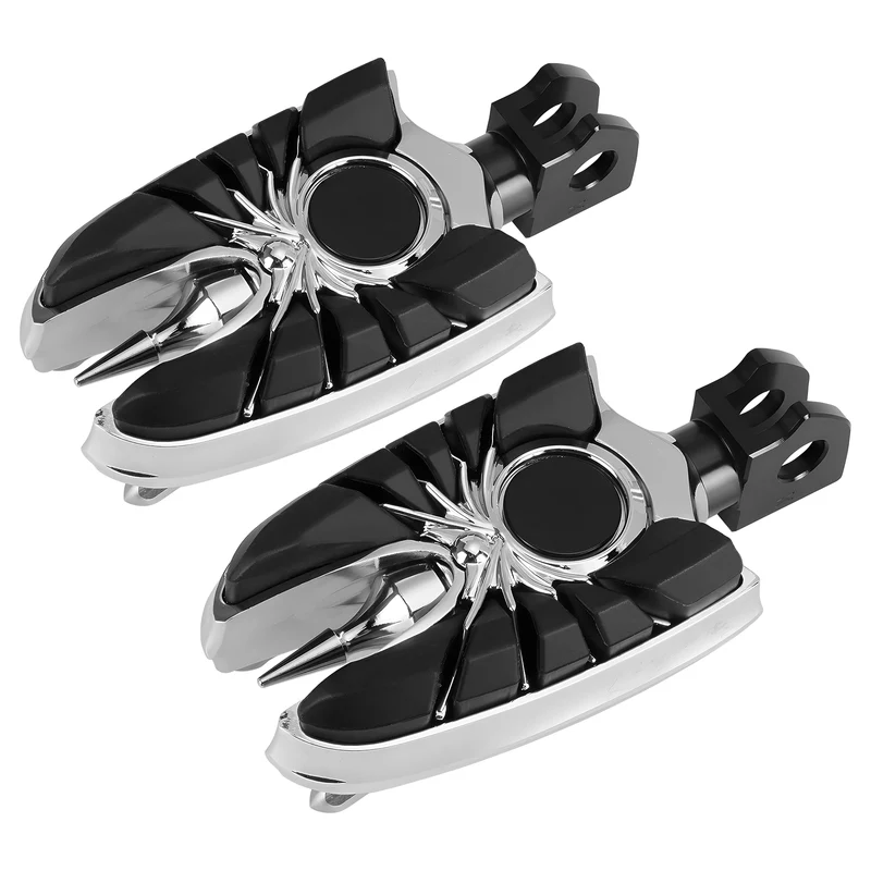 Wide Footpegs For Kawasaki Vulcan S EN650 2015-2023 w/Rubber Inlays Wear Pegs