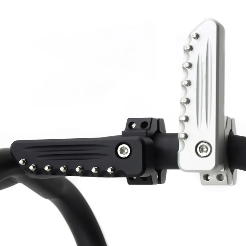 Universal Crash Bar Highway Footrest Foot Pegs Pedals 22-28mm Rotatable Aluminum