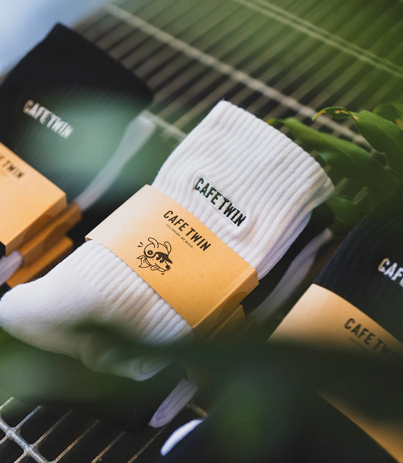 Calzini Moto Cafe Twin Garage Socks Bianchi