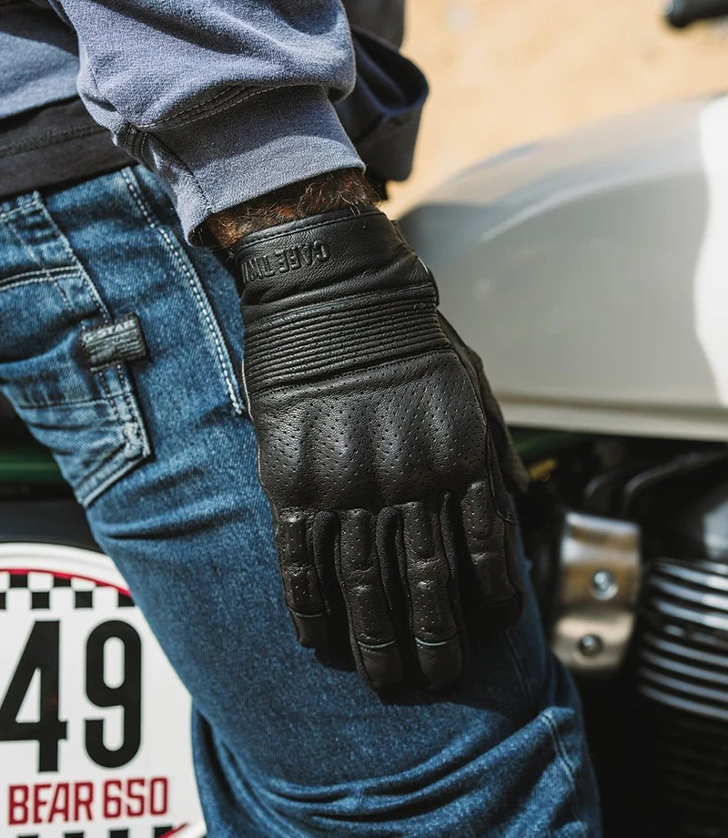 Guanti Moto Rapido Neri Cafe Twin con Protezioni e Palm Slider