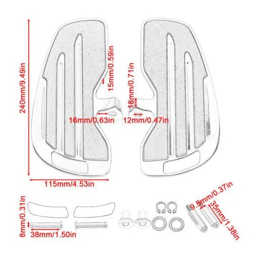 Rider Floorboards W/Rubber Inlays For Indian Scout Bobber Sixty Twenty Rogue