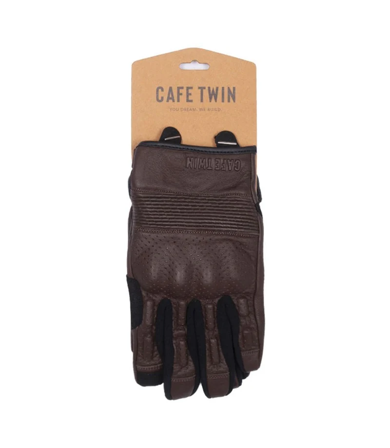 Guanti Moto Rapido Marroni Cafe Twin con Protezioni e Palm Slider