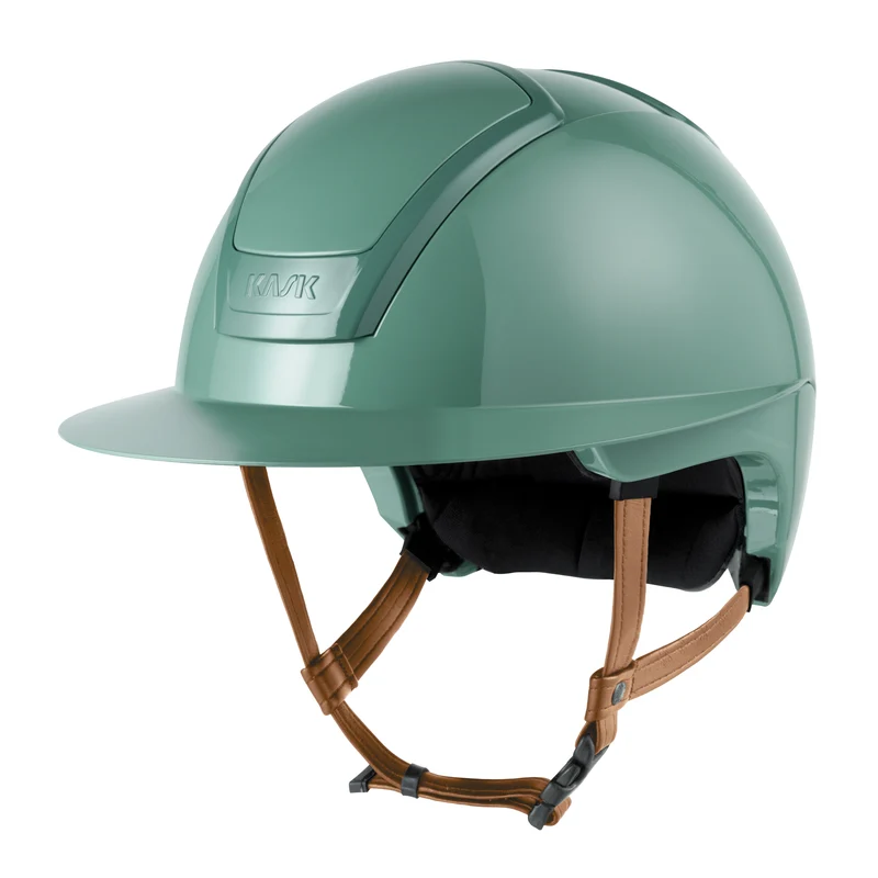 Riding Helmet Nemesi Wide Peak Shine Light Brown Chin Strap