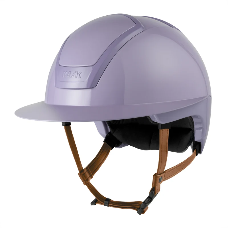 Riding Helmet Nemesi Wide Peak Shine Light Brown Chin Strap
