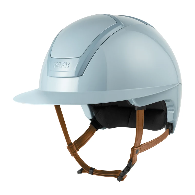 Riding Helmet Nemesi Wide Peak Shine Light Brown Chin Strap