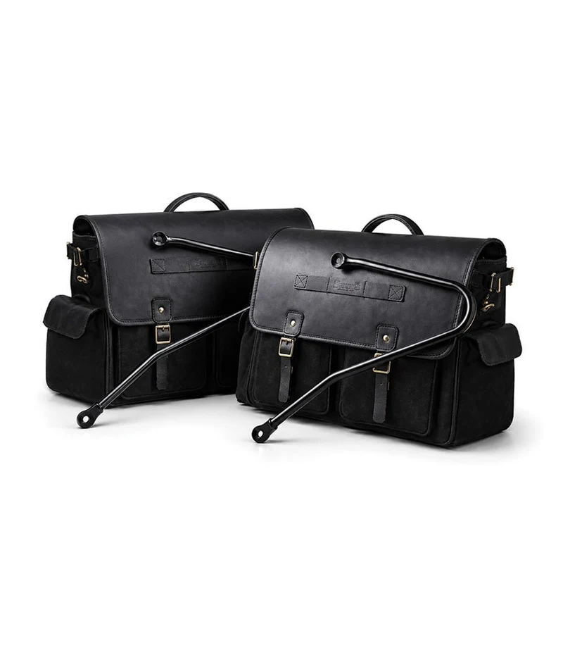 Coppia di Borse Expedition Nere con Telai per Meteor 350 / Classic Gohan