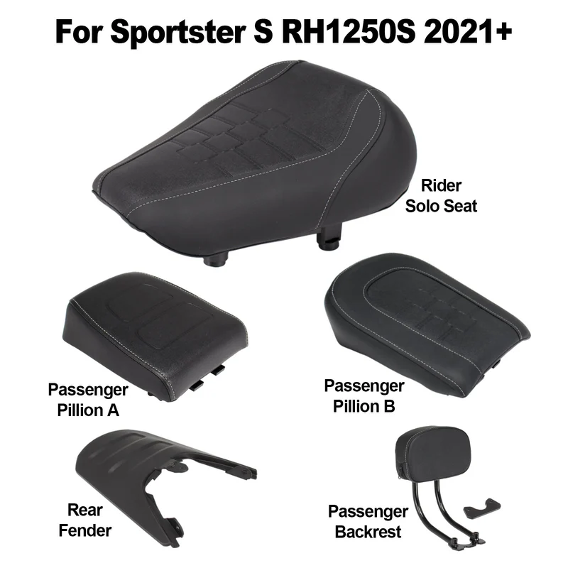 For Harley Sportster S RH1250S Rider Seat, Passenger Pillion, Backrest, Rear Fender