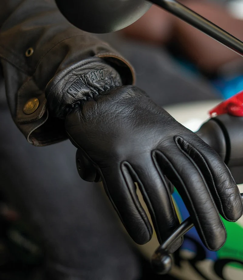 Guanto Moto Vintage Worker Nero in Pelle