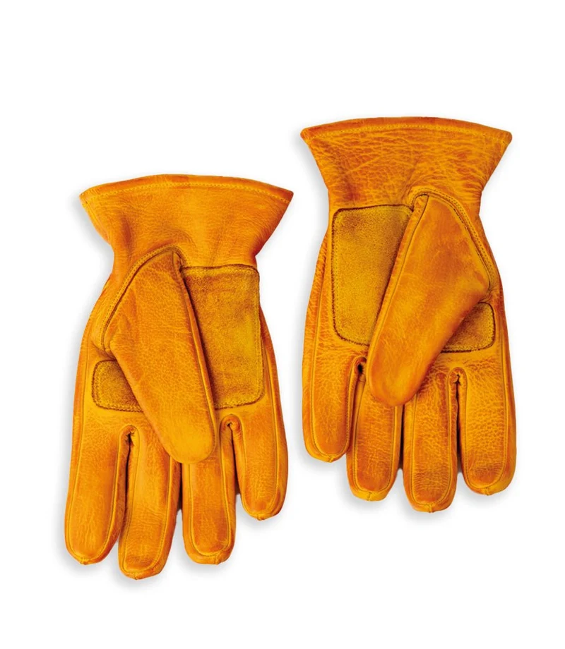 Guanto Moto Vintage Worker Giallo in Pelle