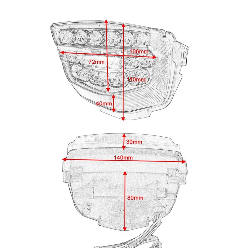 LED Taillight For Honda CBR1000RR/R/RA/S 10-16 Turn Signals Brake Light