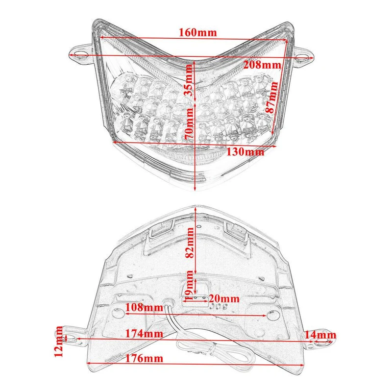 LED Tail Light For KAWASAKI Z750S/ZX-6R 05-06,Ninja ZX-10R 06-07