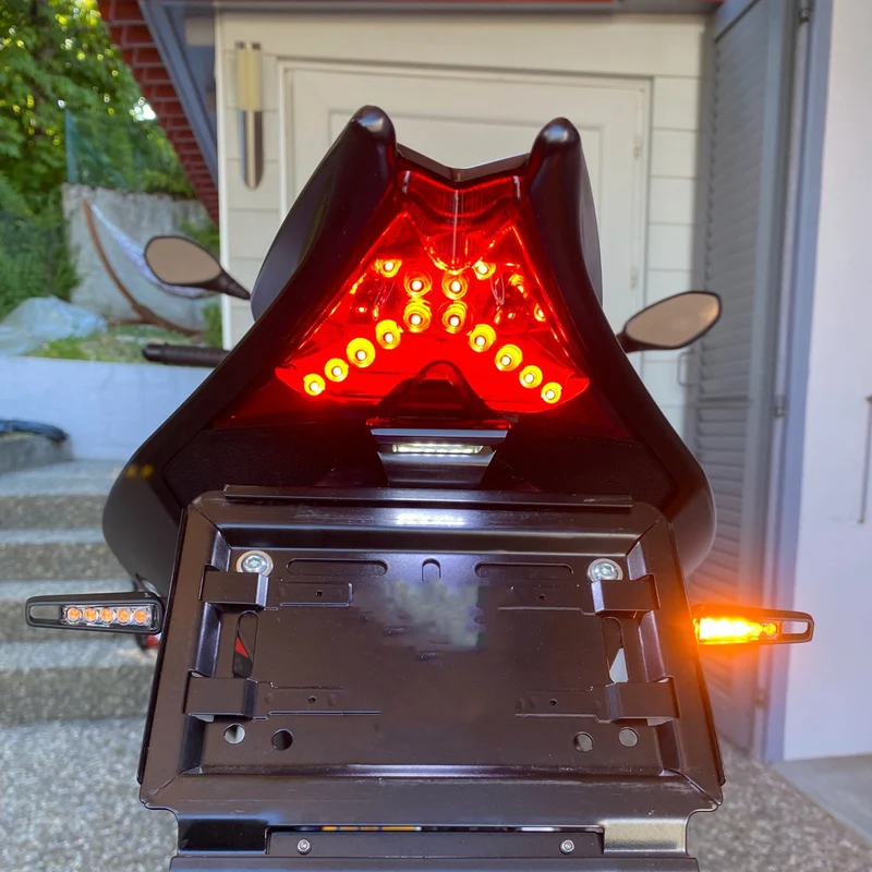 Motorcycle LED License Plate Light 12V Tail Flashing Light 3 Wires
