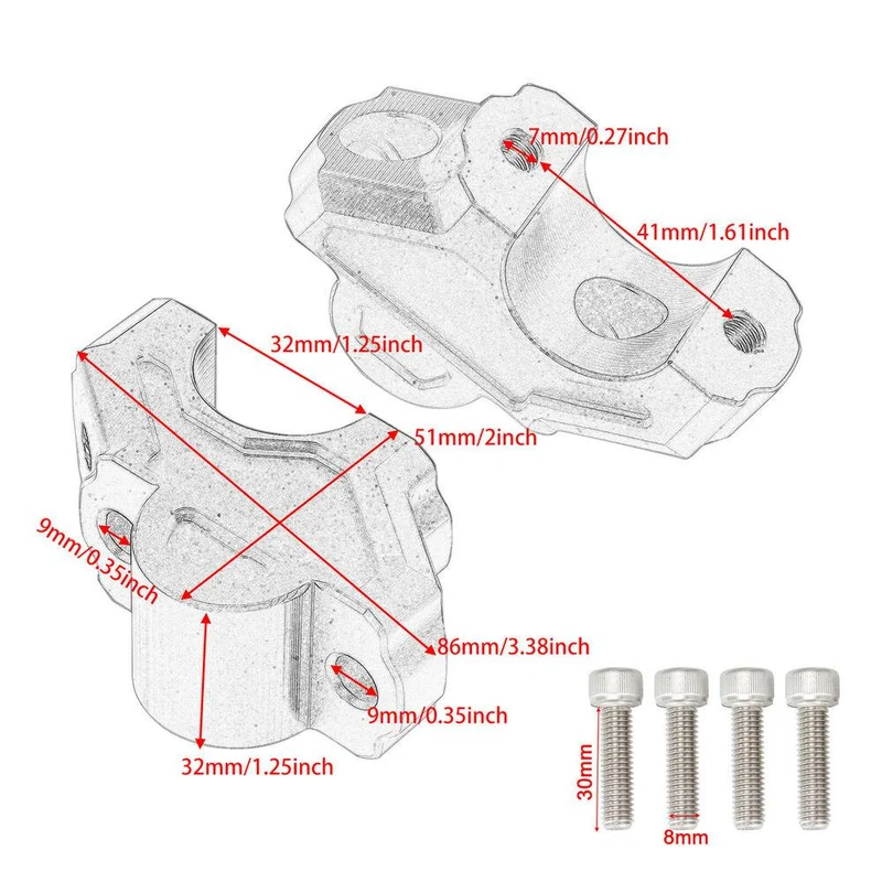 Handlebar Risers (35mm up, 18mm backwards) For Harley Pan America RA1250/S 2021+