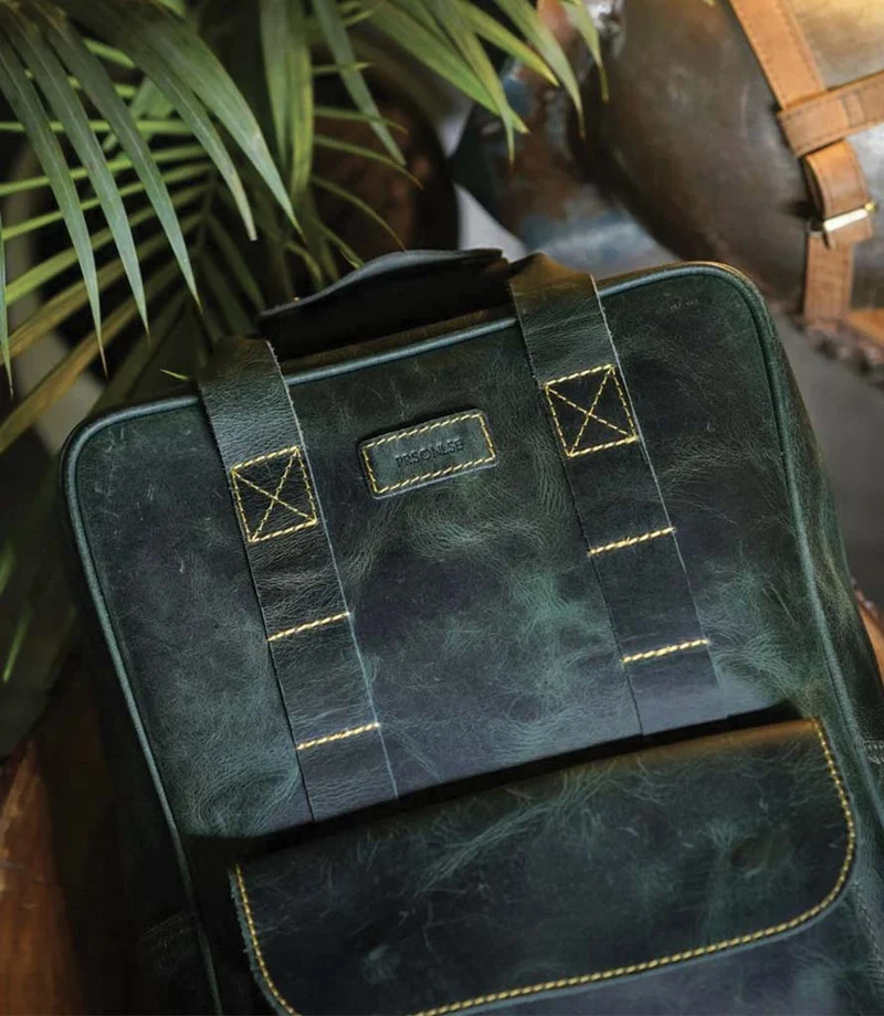 Zaino Moto Eastwood in pelle Verde Trip Machine