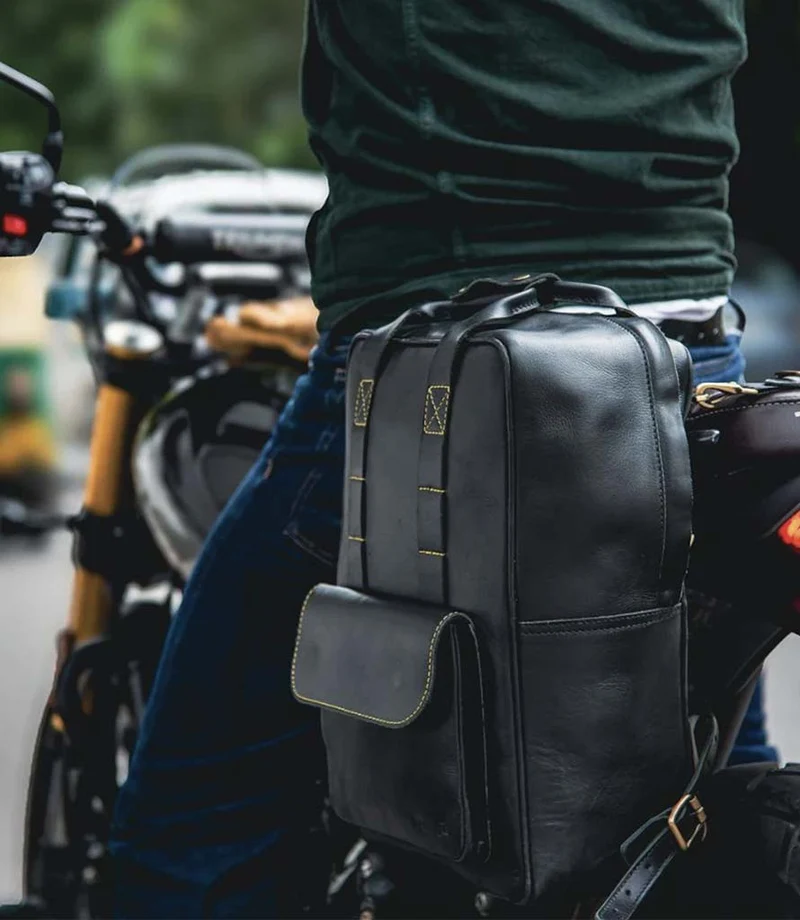 Zaino Moto Eastwood in pelle Nera Trip Machine