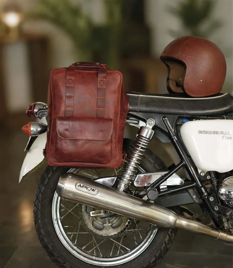 Zaino Moto Eastwood in pelle Cherry Red Trip Machine