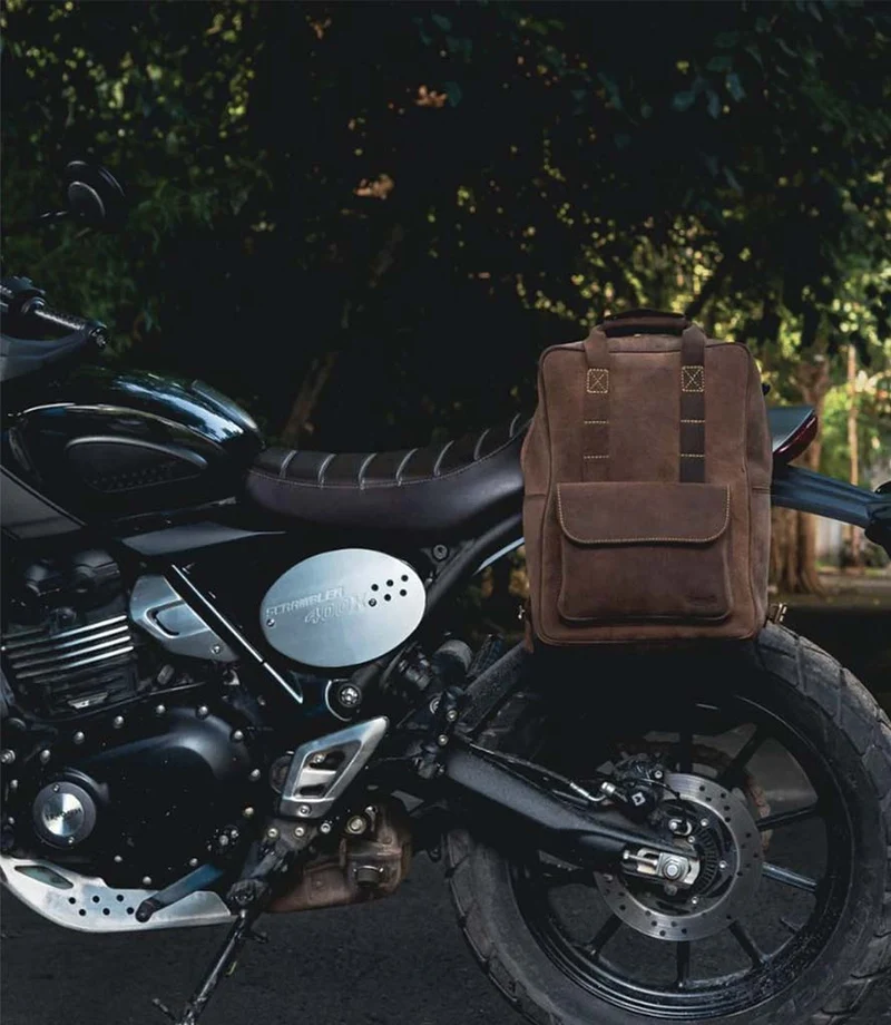 Zaino Moto Eastwood in pelle Marrone Trip Machine