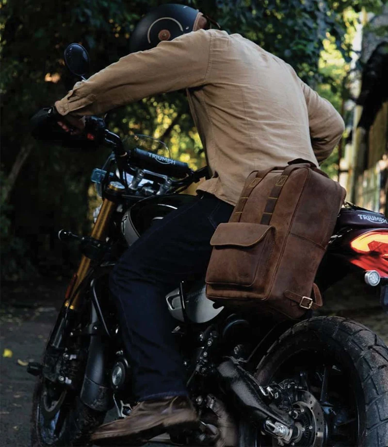 Zaino Moto Eastwood in pelle Marrone Trip Machine