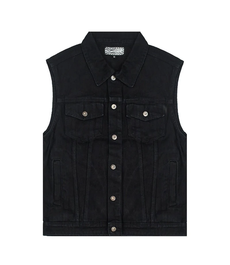 Gilet Moto in Jeans Nero - MCS