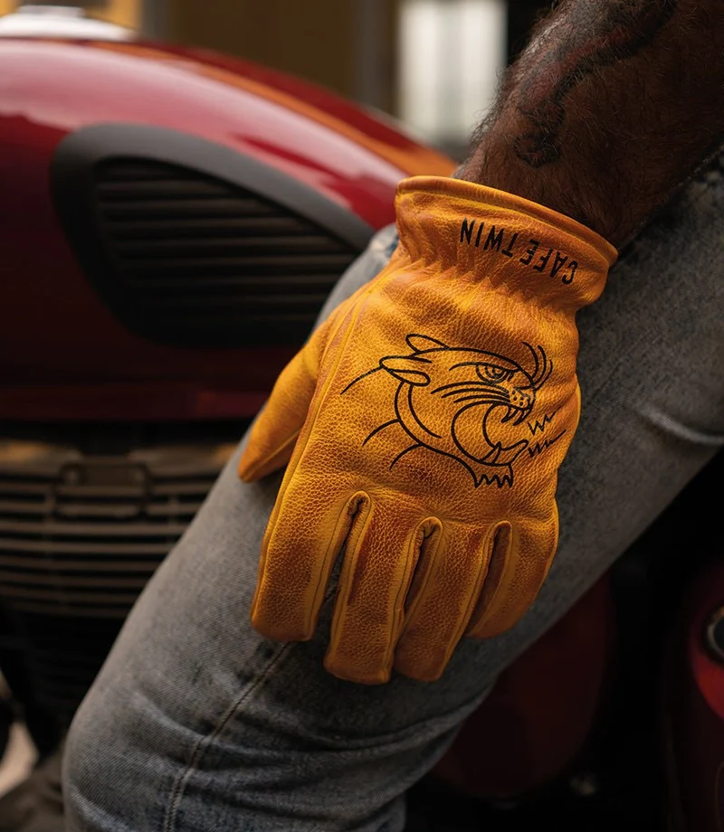 Guanti Moto Vintage Worker CT Giallo in Pelle
