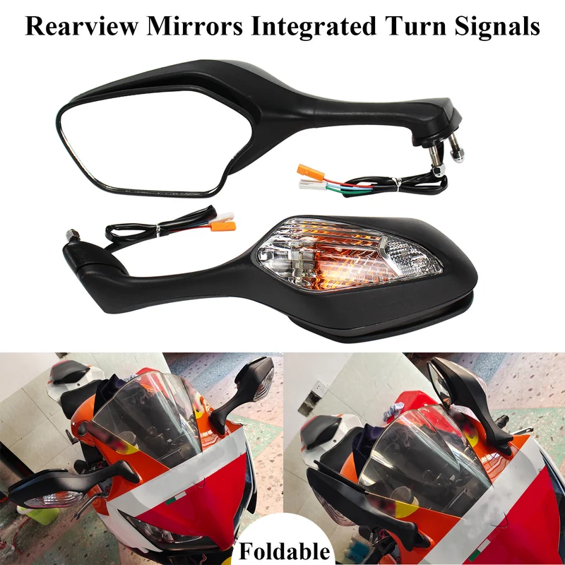 Foldable Rearview Mirrors Turn Signal For Honda CBR1000RR/RA 08-16,VFR800F 14-15