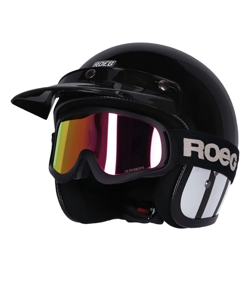 Casco Vintage Omologato Roeg Carbonstone White