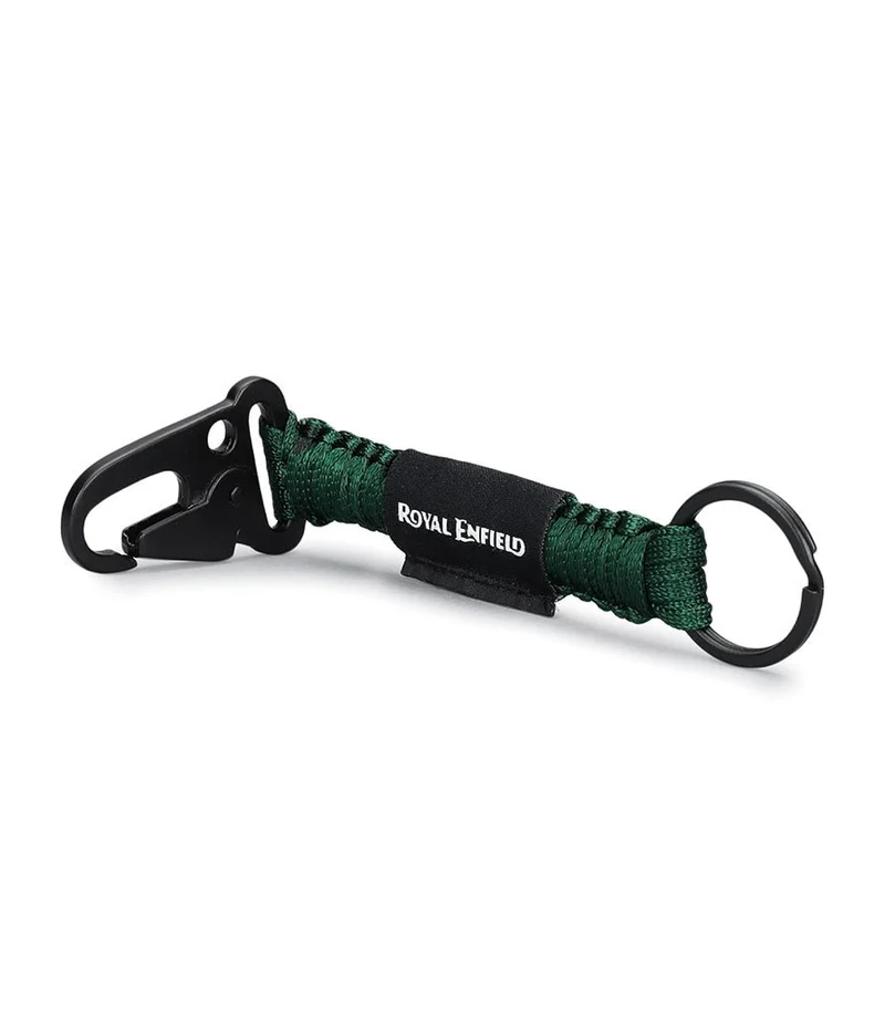 Portachiavi Royal Enfield "Ride More" intrecciato in nylon – Verde