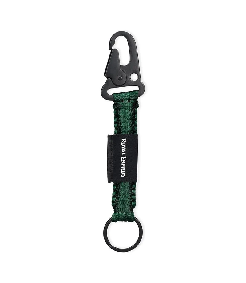 Portachiavi Royal Enfield "Ride More" intrecciato in nylon – Verde