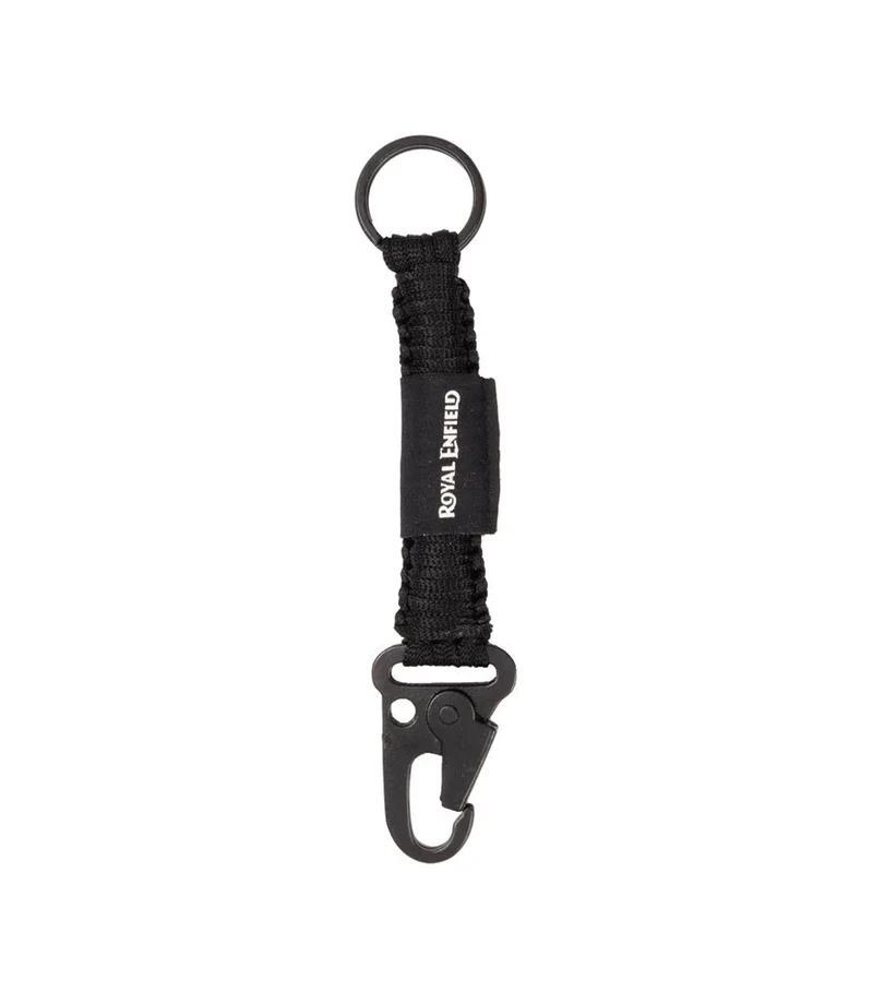 Portachiavi Royal Enfield "Ride More" intrecciato in nylon – Nero