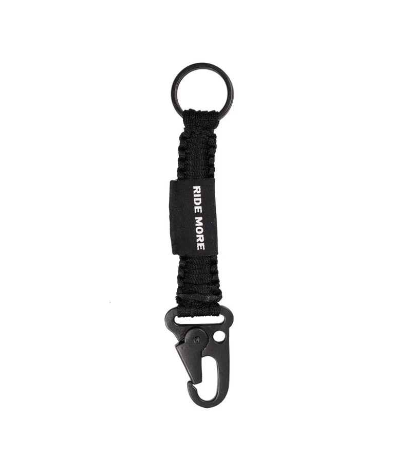 Portachiavi Royal Enfield "Ride More" intrecciato in nylon – Nero