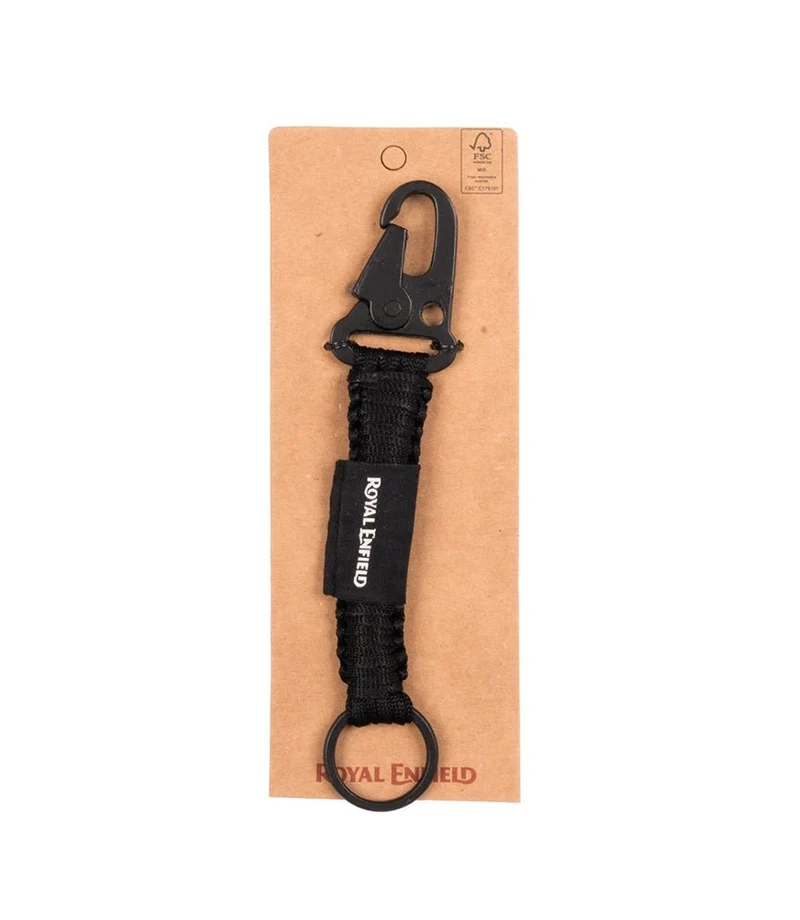 Portachiavi Royal Enfield "Ride More" intrecciato in nylon – Nero