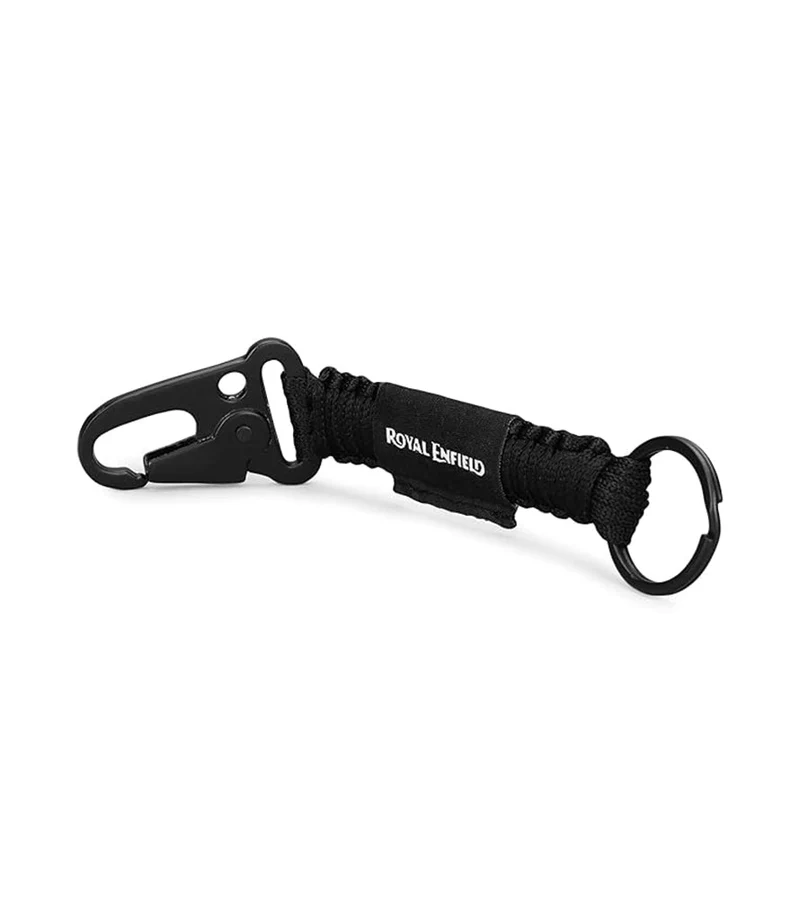 Portachiavi Royal Enfield "Ride More" intrecciato in nylon – Nero