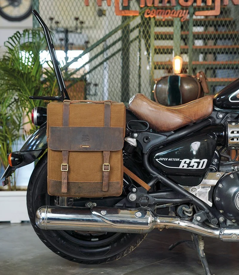 Borsa Laterale Ventura in Canvas & Pelle Cafe Twin x Trip Machine Marrone