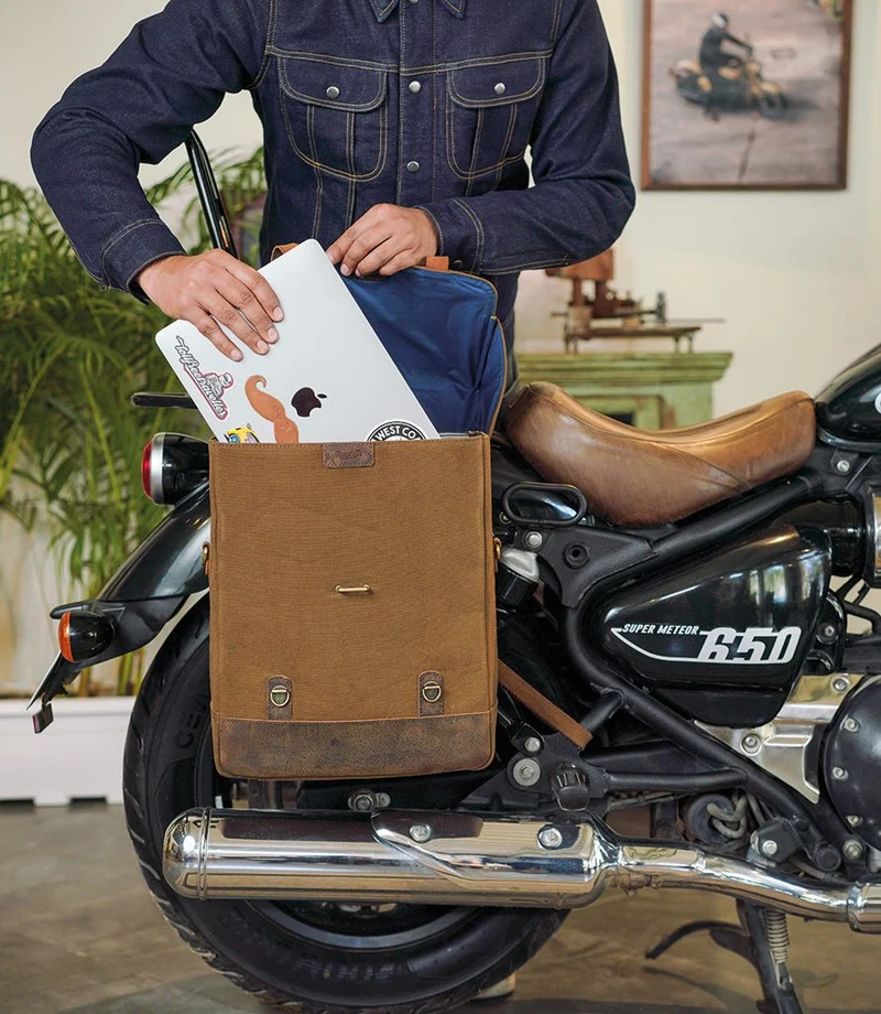 Borsa Laterale Ventura in Canvas & Pelle Cafe Twin x Trip Machine Marrone