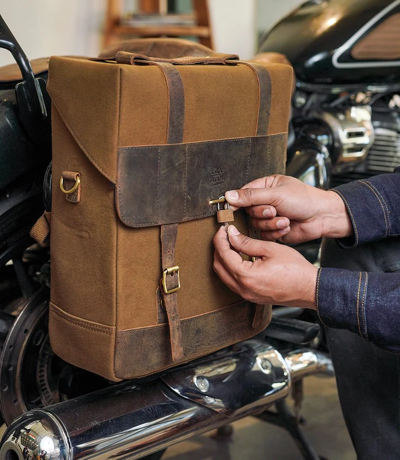 Borsa Laterale Ventura in Canvas & Pelle Cafe Twin x Trip Machine Marrone