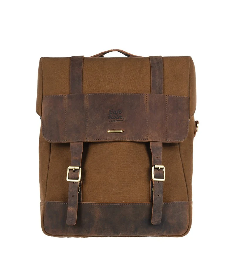 Borsa Laterale Ventura in Canvas & Pelle Cafe Twin x Trip Machine Marrone