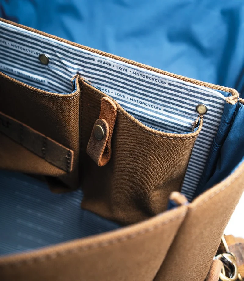 Borsa Laterale Ventura in Canvas & Pelle Cafe Twin x Trip Machine Marrone