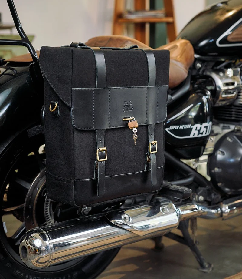 Borsa Laterale Ventura in Canvas & Pelle Cafe Twin x Trip Machine Nera