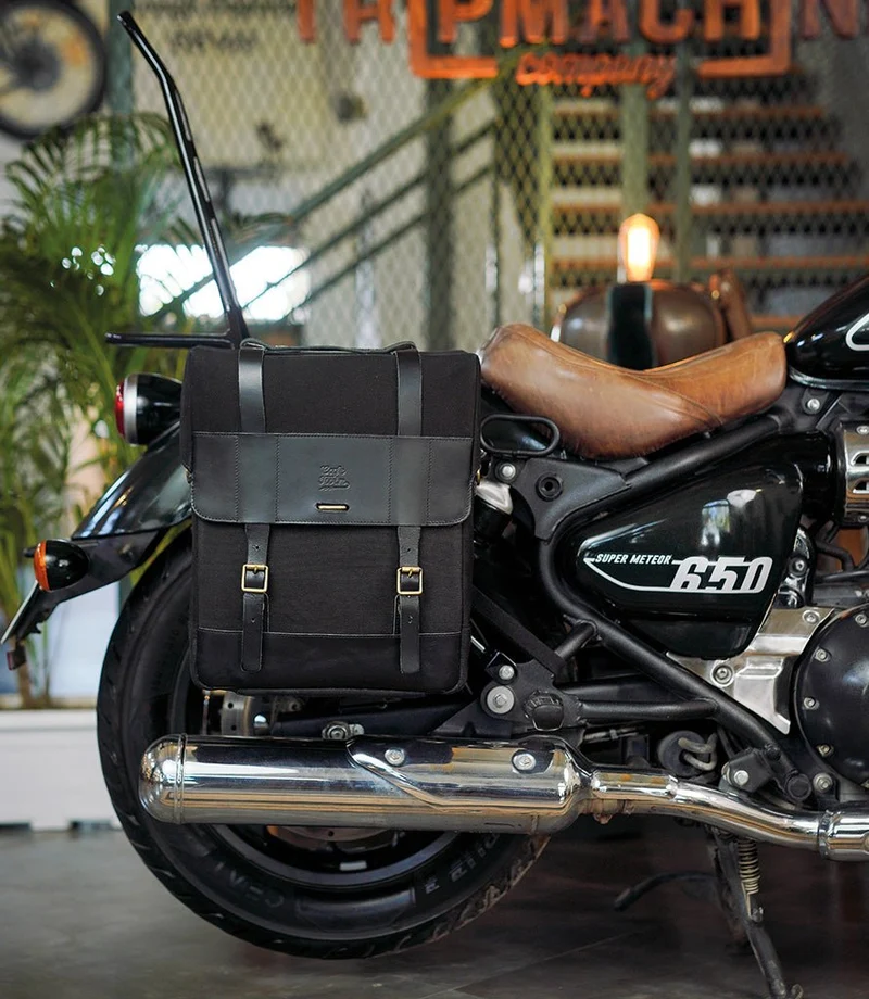 Borsa Laterale Ventura in Canvas & Pelle Cafe Twin x Trip Machine Nera
