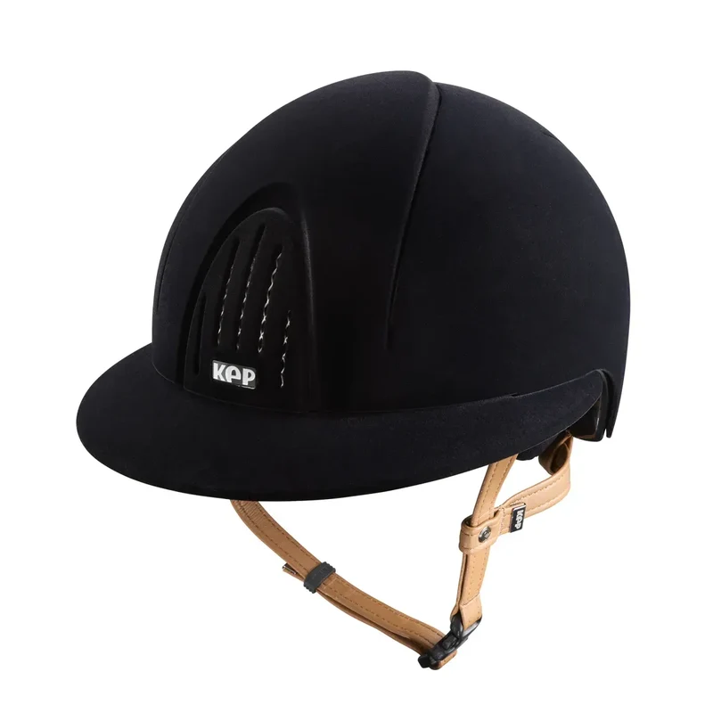 Riding Helmet Smart Nova Velvet Polo Visor with Beige Chinstrap