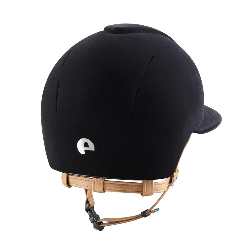 Riding Helmet Smart Nova Velvet Polo Visor with Beige Chinstrap
