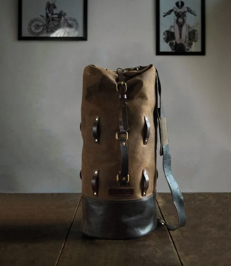 Borsa Moto Military Duffle Bag Trip Machine - Marrone