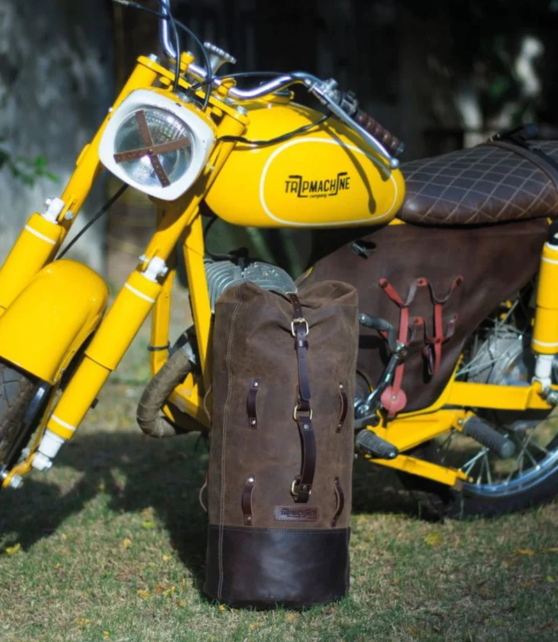 Borsa Moto Military Duffle Bag Trip Machine - Marrone