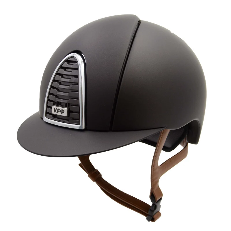 Riding Helmet Cromo 2.0 Textile Brown with Beige Chin Strap