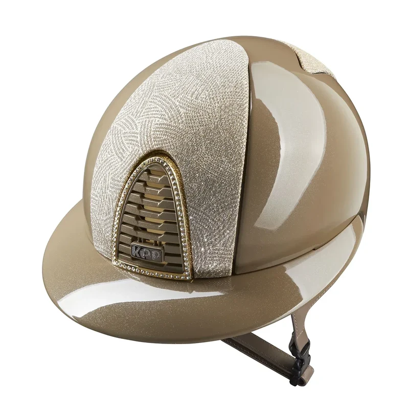 Riding Helmet Cromo 2.0 Diamond Taupe New Galassia Gold Polo Visor