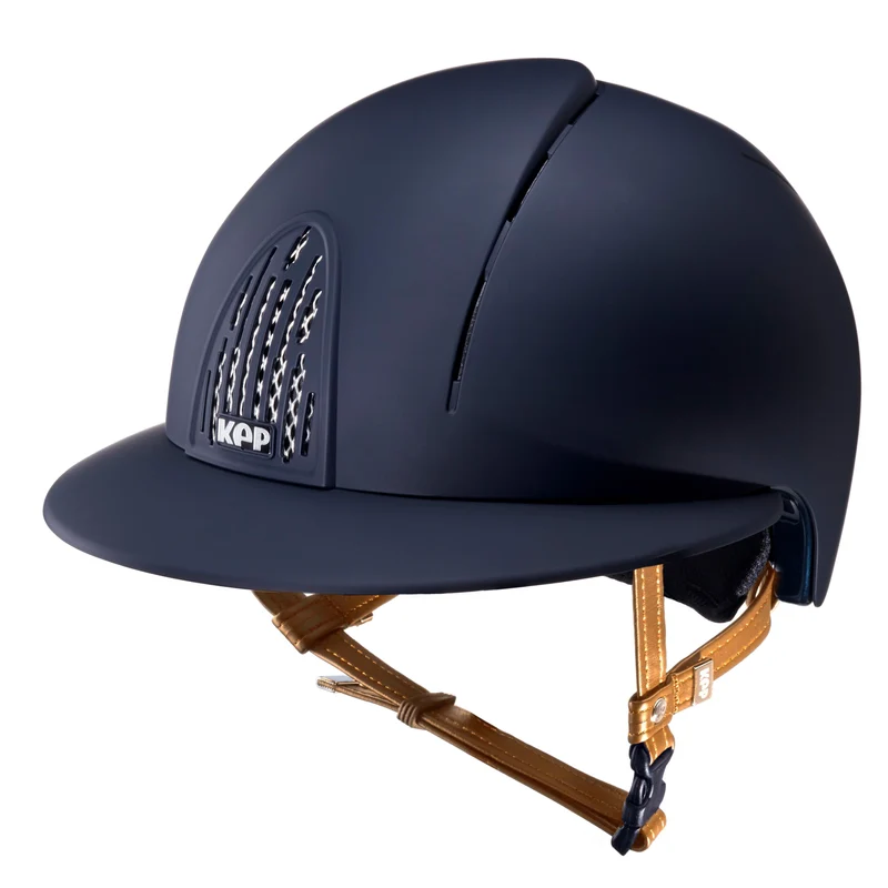 Riding Helmet Cromo Smart Polo Visor Helmet with Beige Chin Strap